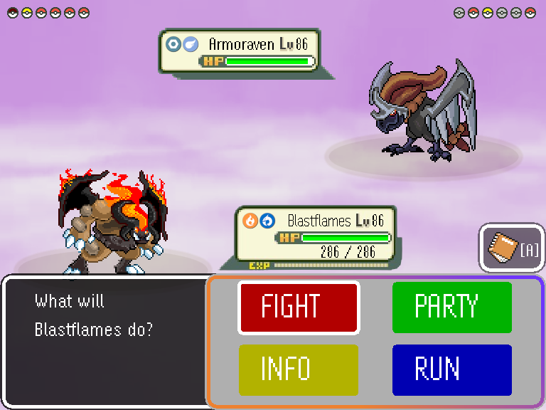 Battle scene in Pokémon Xhenos
