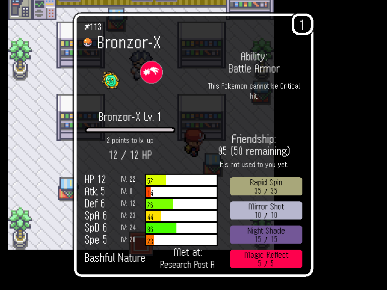 Pokémon menu